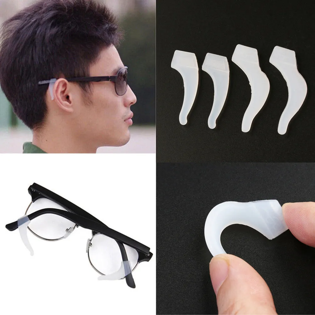 

5Pairs Anti Slip Silicone Eyeglass Ear Lock Grip Holders L Size White Prevent Slipping for Sports Gym Pool Beach Eyeglass Ear