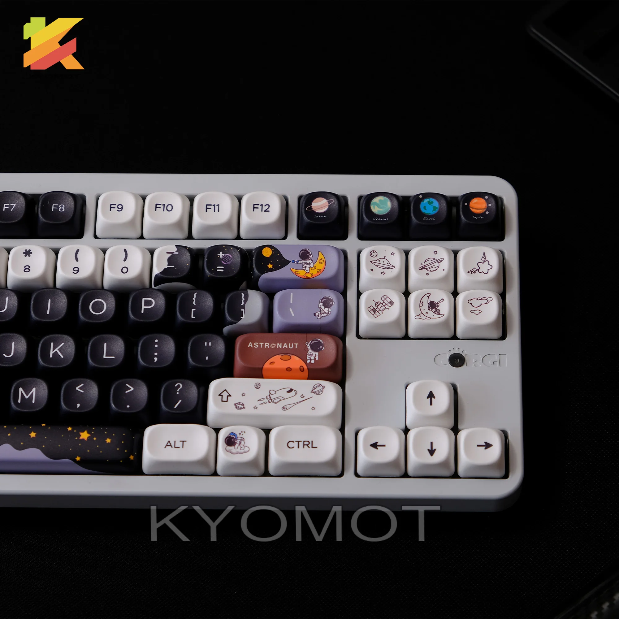 KYOMOT 150 klawiszy Starry Sky Astronaut Theme PBT Keycaps MOA Profile Dye Sub Keys Caps dla DIY MX Switch Mechanical Keyboard Caps — zdjęcie produktu 4