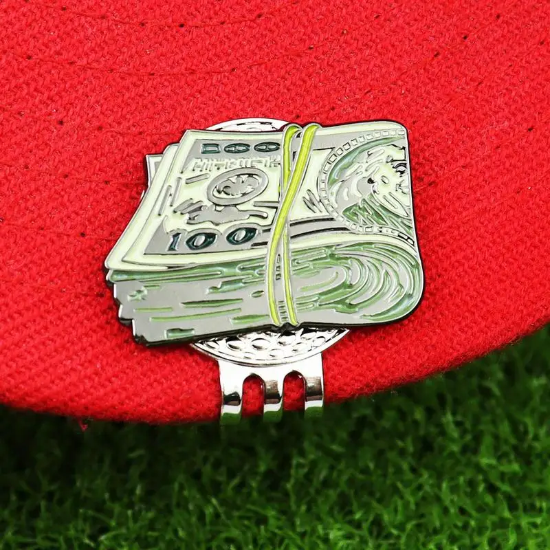 Dollar Bill Golf Ball Marker Magnetic Golf Hat Clip Ball Markers Funny Golf Training Aids Removable Golf Hats Marker