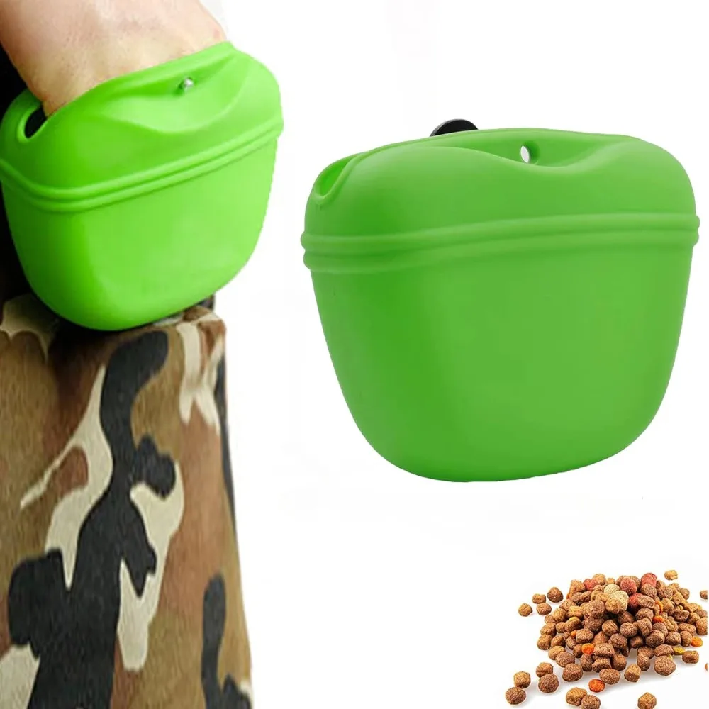 1PC Portable Training Dogs Bag Food Reward Waist Bags Obedience Outdoor Silicone Feed Storage Pocket Pets Snack Storage Supplies