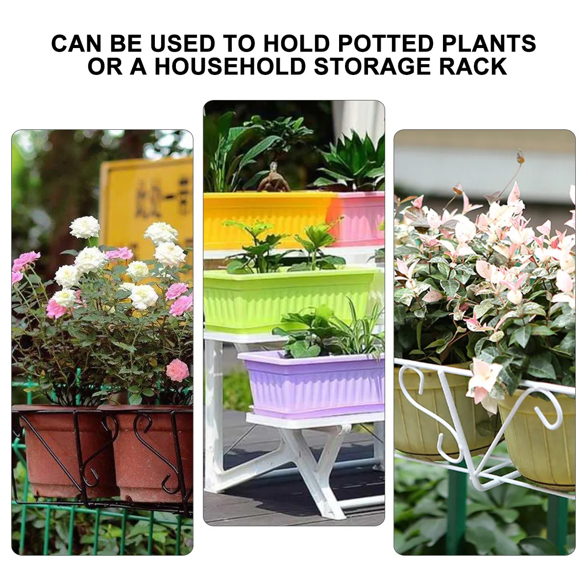 Premium Iron Hanging Flowerpot Shelf for Balcony Garden Window Wall Decor Space Saving Planter Holder Large Capacity Flower Pot
