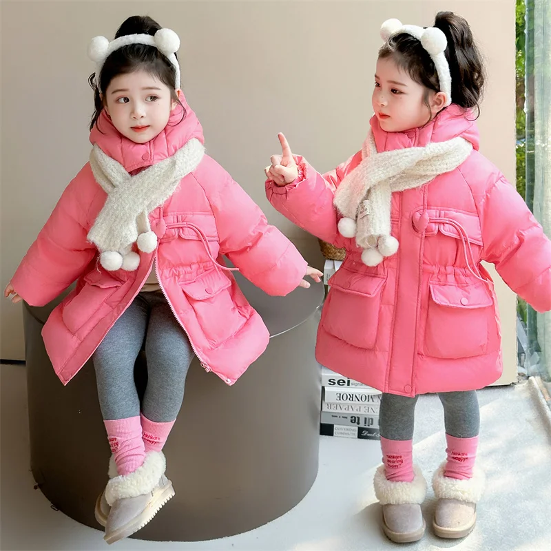 

Детские хлопковые стеганые пальто, зимняя куртка для девочек, теплая модная детская короткая одежда для хлеба, детская холодная одежда, зимний комбинезон, новинка 2023 г.