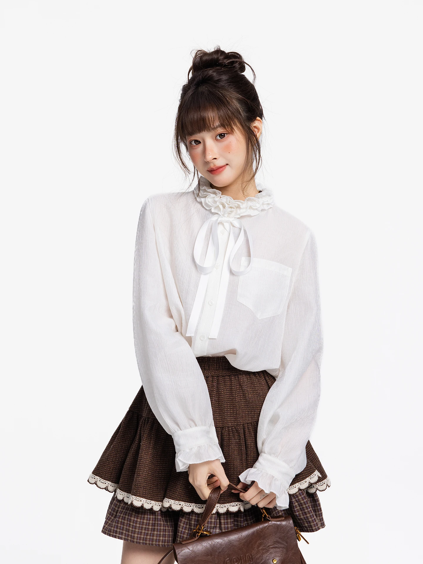 

Sweet Fi L Salt Women's Long Sve Silk Wool Blend irt Translucent Layering Top White Spring 2026 New Arrival