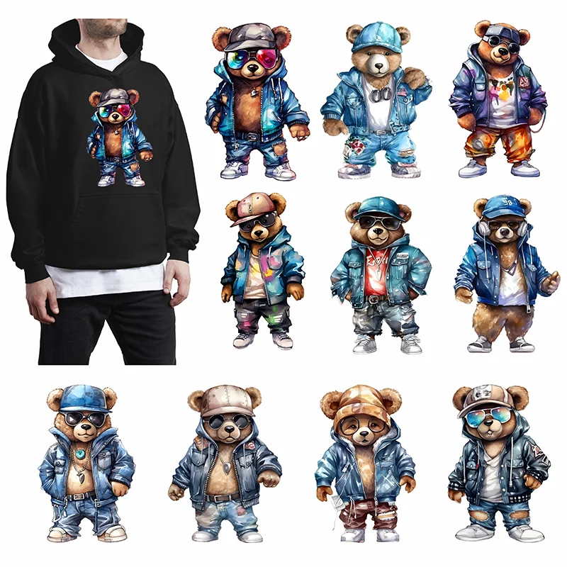 Too teddy Bear Ironing Sticker Clothes DTF Fashion T-shirt Hoodie DIY Jacket Heat Transfer Patch Hot Paste Paper Waterproof