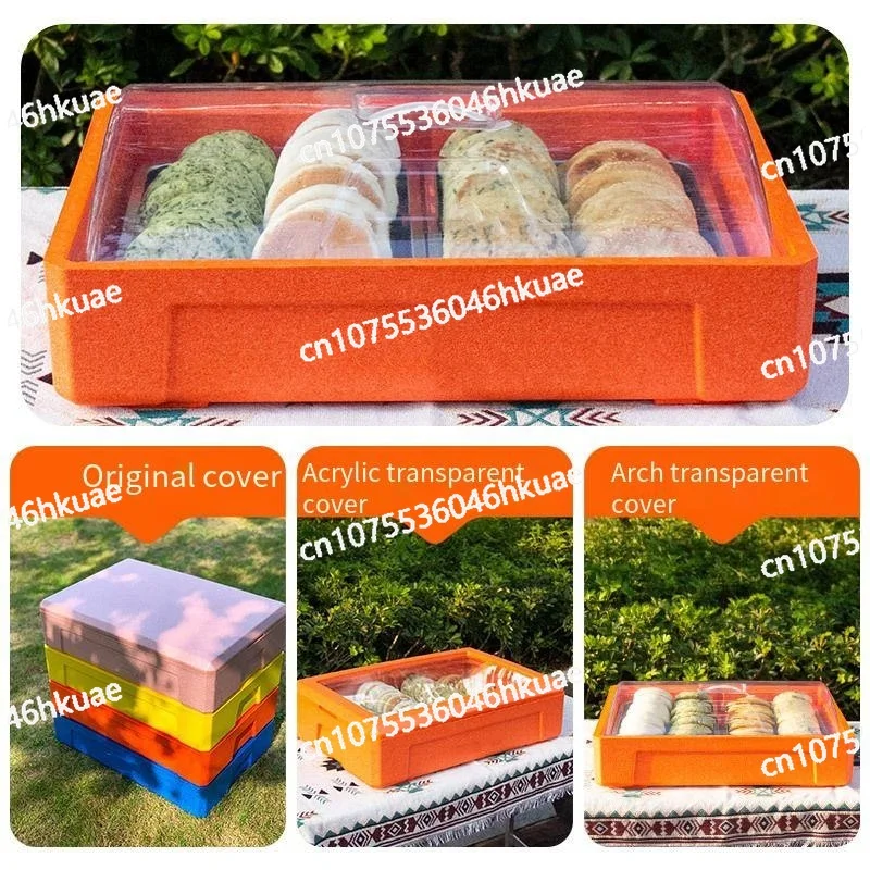 صندوق تبريد رغوي معزول محمول: تصميم غطاء شفاف، أيضًا لتخزين قوالب تيراميسو
