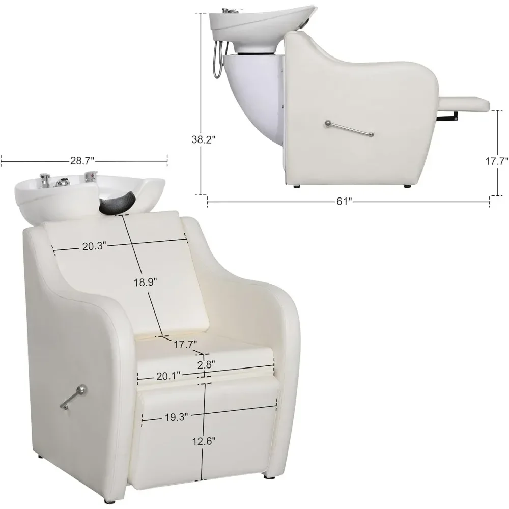 Shampoo Chairs Backwash Ceramic Shampoo Bowl Sink Chair Station Spa Salon Beauty Bowls 60.2