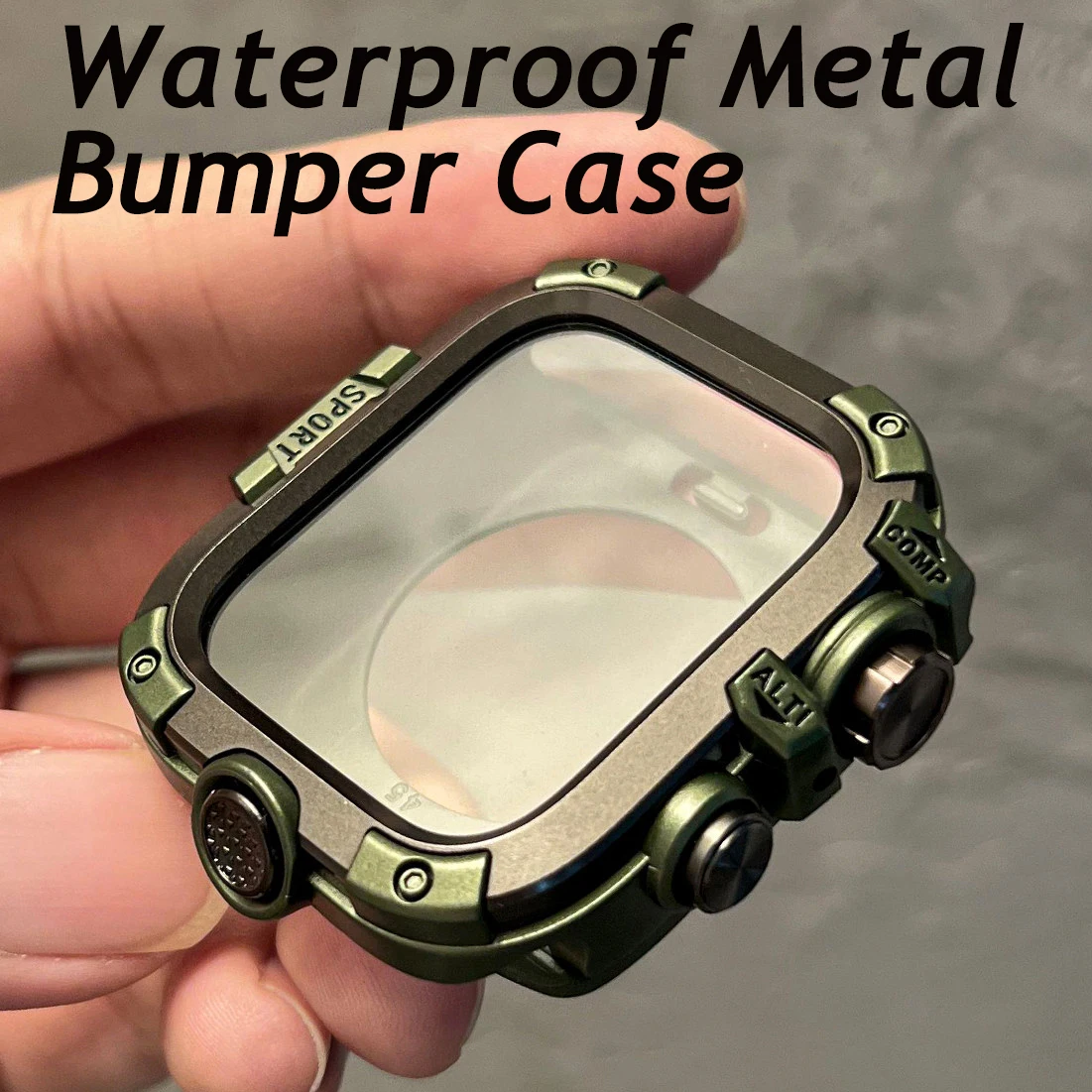 Metal Bumper Case Waterproof Protector Cover with Film for Apple Watch Ultra 49mm 46 45mm 44mm Series 11 10 9 8 7 6 SE