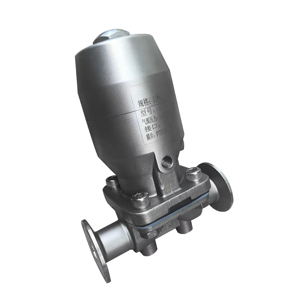 Valvole a sfera multi-stile con valvola a membrana sanitaria tipo T SS316 con controllo pneumatico manuale a gamba morta zero per l'acqua