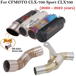Slip On For CFMOTO CLX-700 CLX700 CLX 700 Sport 2020 - 2023 Motorcycle Exhaust Escape Systems 51mm Middle Link Pipe Moto Muffler