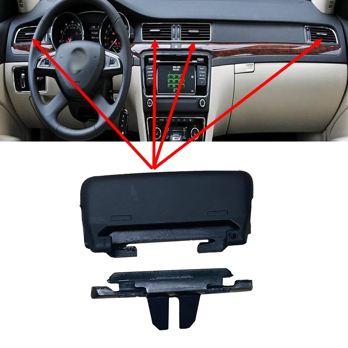 

GEFENSI 1PC New Interior Dashboard AC Air Conditioning Outlet Vent Grill Adjust Tab Clip Trim For Skoda Superb 2 B6 3T 2008-2015
