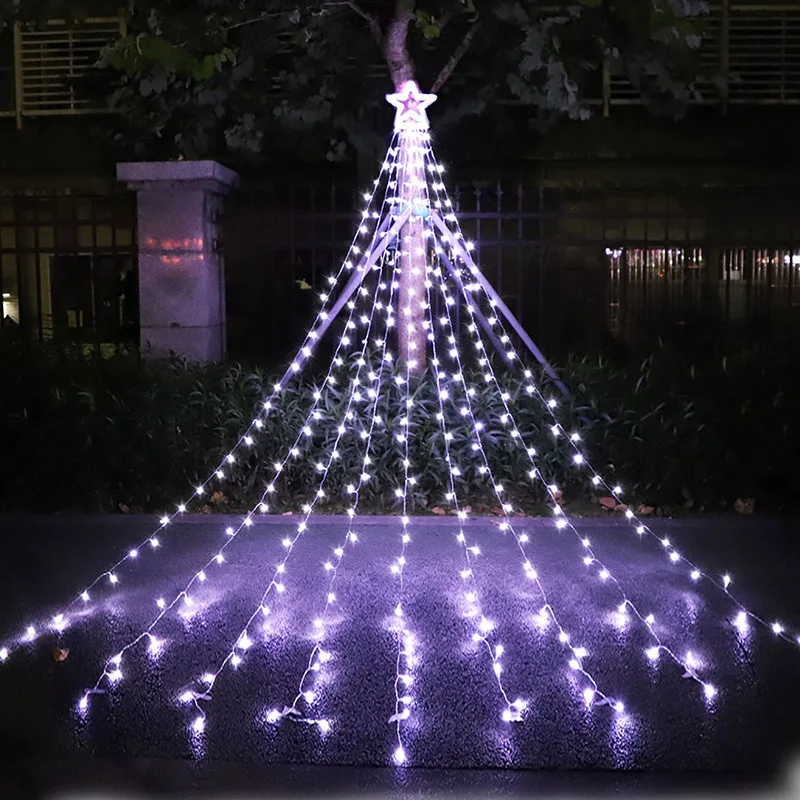 Outdoor String Lights, 350 LED Star Lights with Timer, 8 Mode,, 9x12FT Topper Lights for Holiday Decoration, Christmas,  Yard