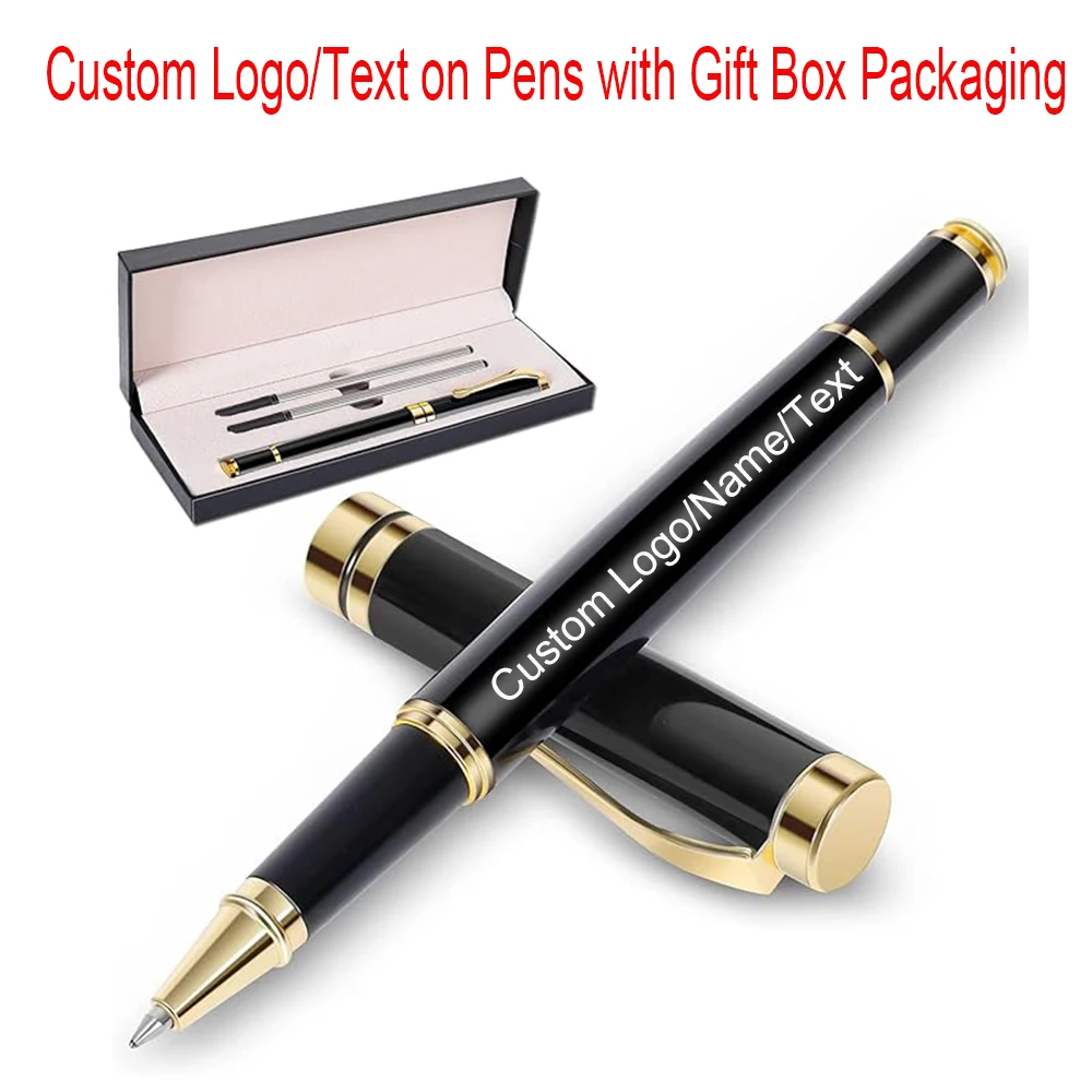 Custom Logo Name Ballpoint Pen with Gift Box Pen School Business Office Signature Roller Pen Student Stationery Supplies Writing