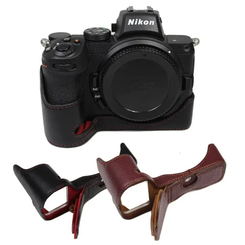For Nikon Z7II Z6II Z7 Z6 Z5 Protective Bag Base Cover Camera Genuine Leather Half Body Case