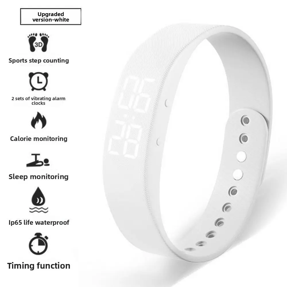 New LED Digital Alarm Clock Watch with Calorie Counter Waterproof Fitness Tracker Snooze-proof Adjustable Fitness Wristbands