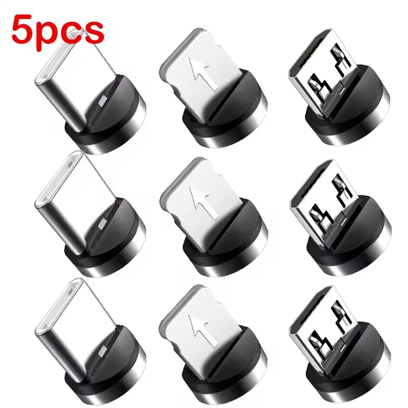 5Pcs Universal Magnetic Tips for Round Magnetic Cable Type C Micro USB Magnet Replacement Parts Mobile Phone Dust Plug Adapter