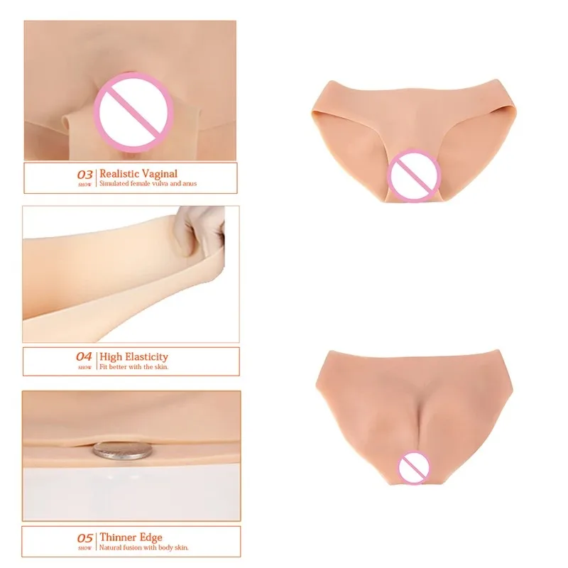 Liifun Silicone Fake Vagina Underwear Panties Realistic Pussy Brief for Crossdresser Transgender Drag Queen Shemale Transvestite