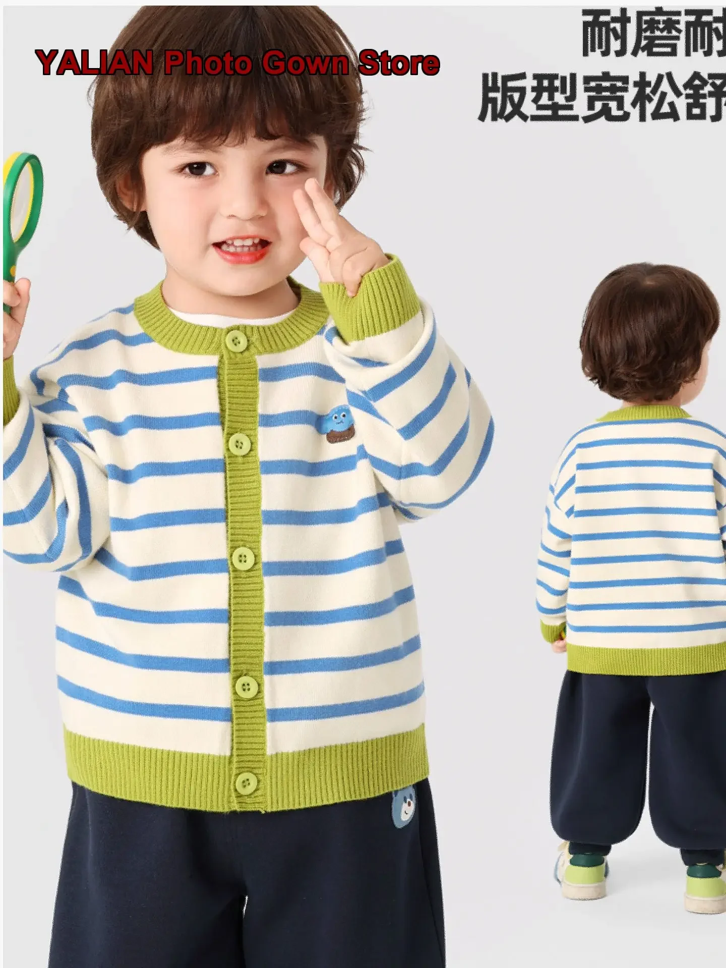 Boys Cardigan Kids Autumn Spring Striped Knit Top Solid Color Little Kids Girls
