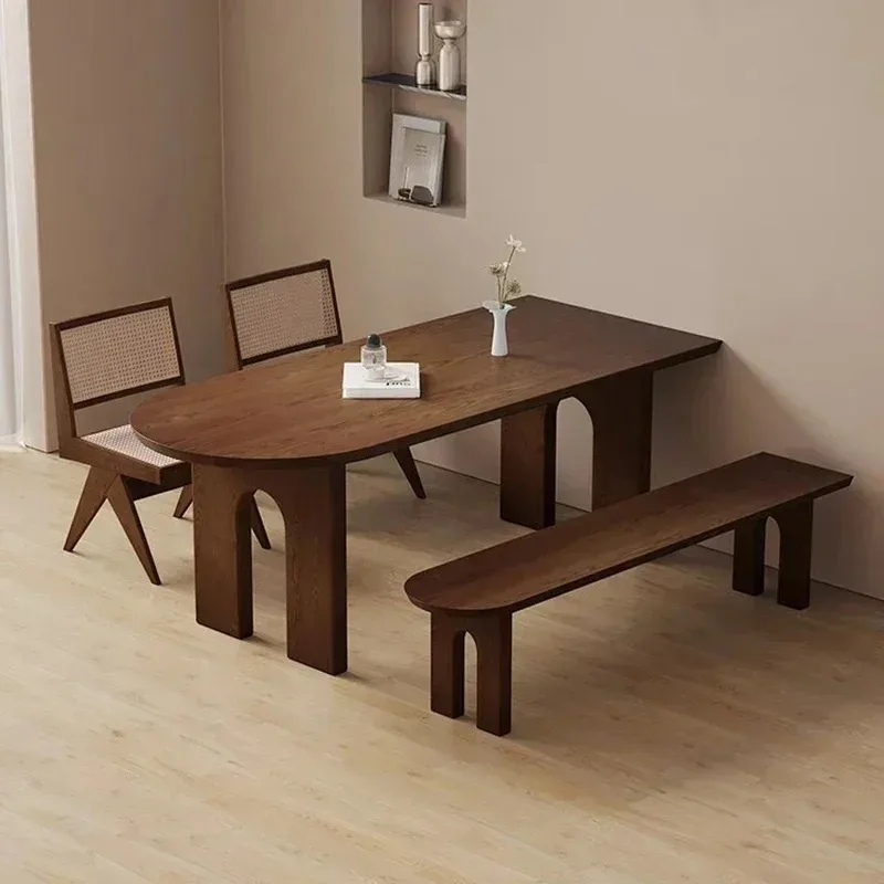 French Style Ancient Solid Wood Dining Table Vintage The Wall Creative Desk Negotiate Reception Long Table Dining Chair