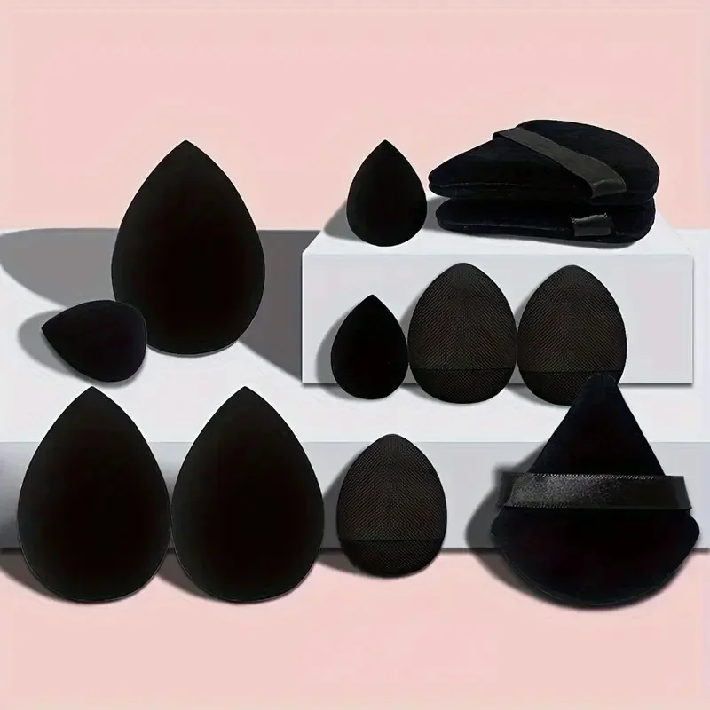 12Pcs/Bag All-Purpose Makeup Sponge Set Made of 3 Loose Powder Puffs 3 Mini Air Cushion Puffs 3 Beauty Eggs and Mini Beauty Tool