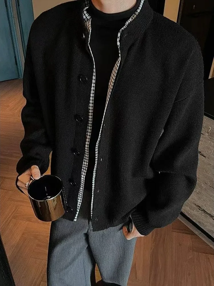 Men's Knitted Button-Up Cardigan Loose Fit Casual Style Long Sleeve Warmth Autumn Fashion Trend Loose Comfortable Necktie Swe...