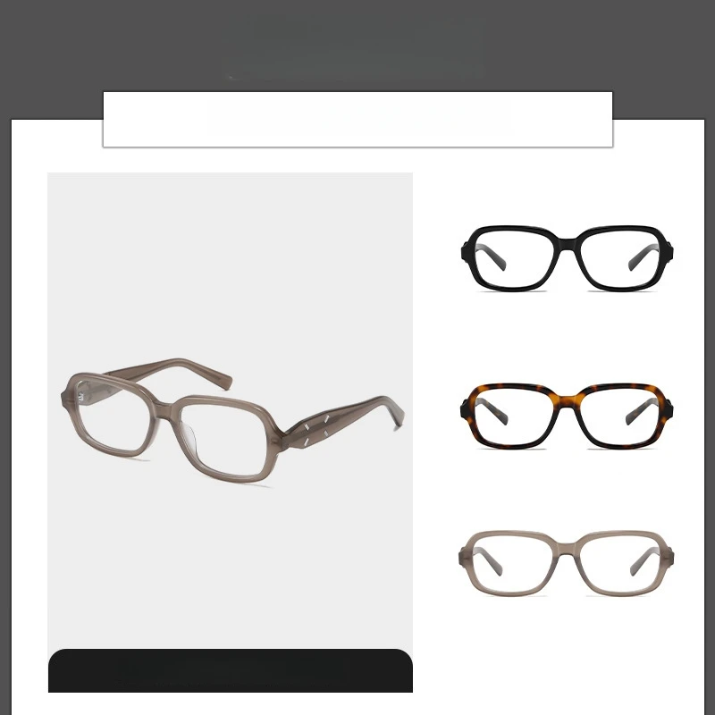 OLLYMURS Fashion High Quality Acetate Glasses Women Retro Oval Men's Eyewear Big Size Optical Prescription Eyeglasses Frame BC2