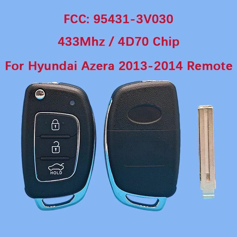 

CN020114 Aftermarket 3 Button Smart Key Remote 4D Chip 433Mhz FCC ID 95431-3V030 Keyless Go For Hyundai Azera 2013-2014