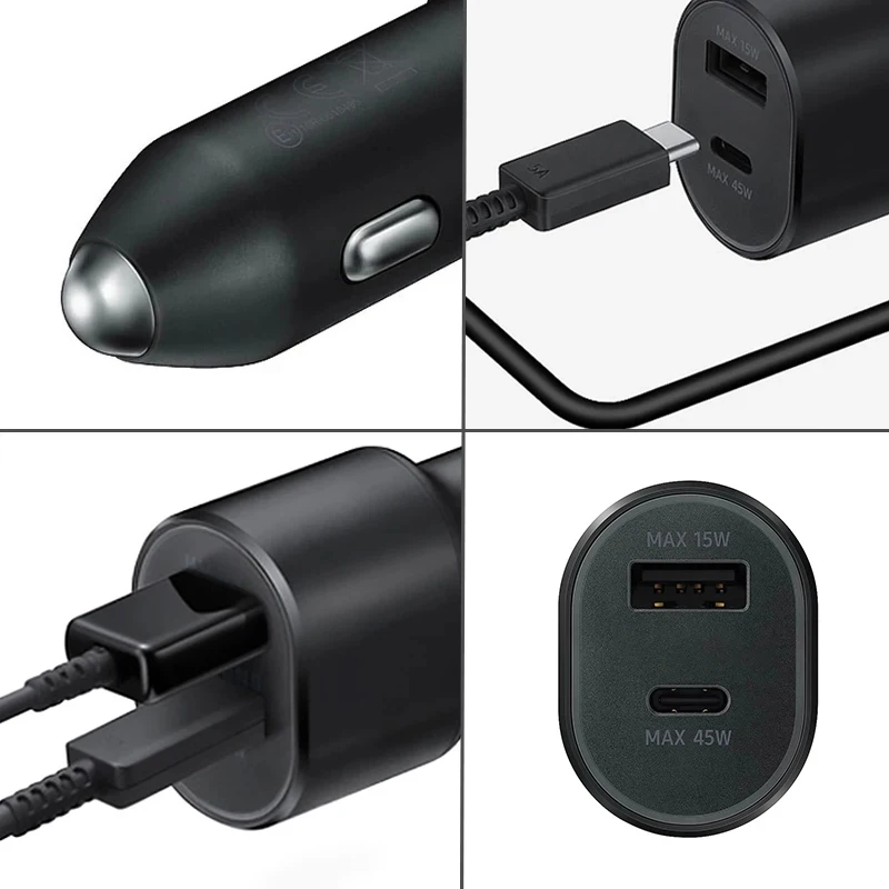 USB Car Charger Super Fast Charging 45W 15W Dual Port C PD Auto Car Charger Suitable For Apple Huawei Samsung Car Charger