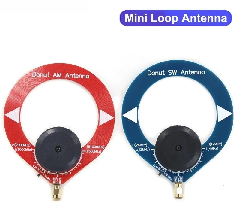 AM (MW) Antena de onda media 500-2000kHz Mini antena de bucle pequeño Antena de onda corta azul Bucle 4-24MHz Rojo