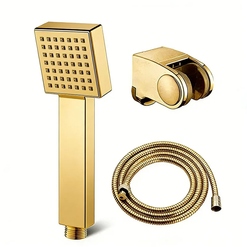 Gold Handheld Shower Head - ABS Bathroom Hand Shower with Stainless Steel Hose, Handheld Showerhead Accessory
