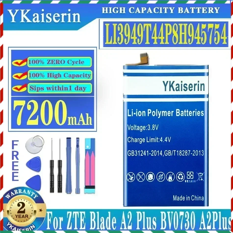 

Аккумулятор YKaiserin 7200 мАч Li3949T44P8h945754 для ZTE Blade A2 Plus BV0730 A2Plus A610 Plus A6 10 Plus