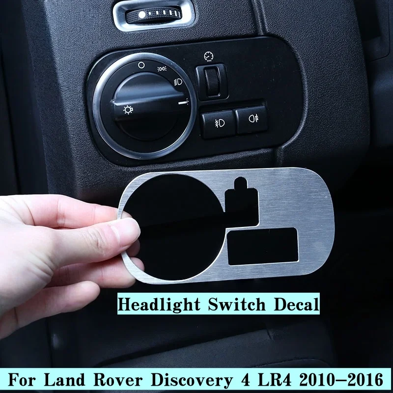 

For Land Rover Discovery 4 LR4 2010-2016 Aluminum Car Headlight Switch Sequin Sticker Accessories For Range Rover Sport 2011-13