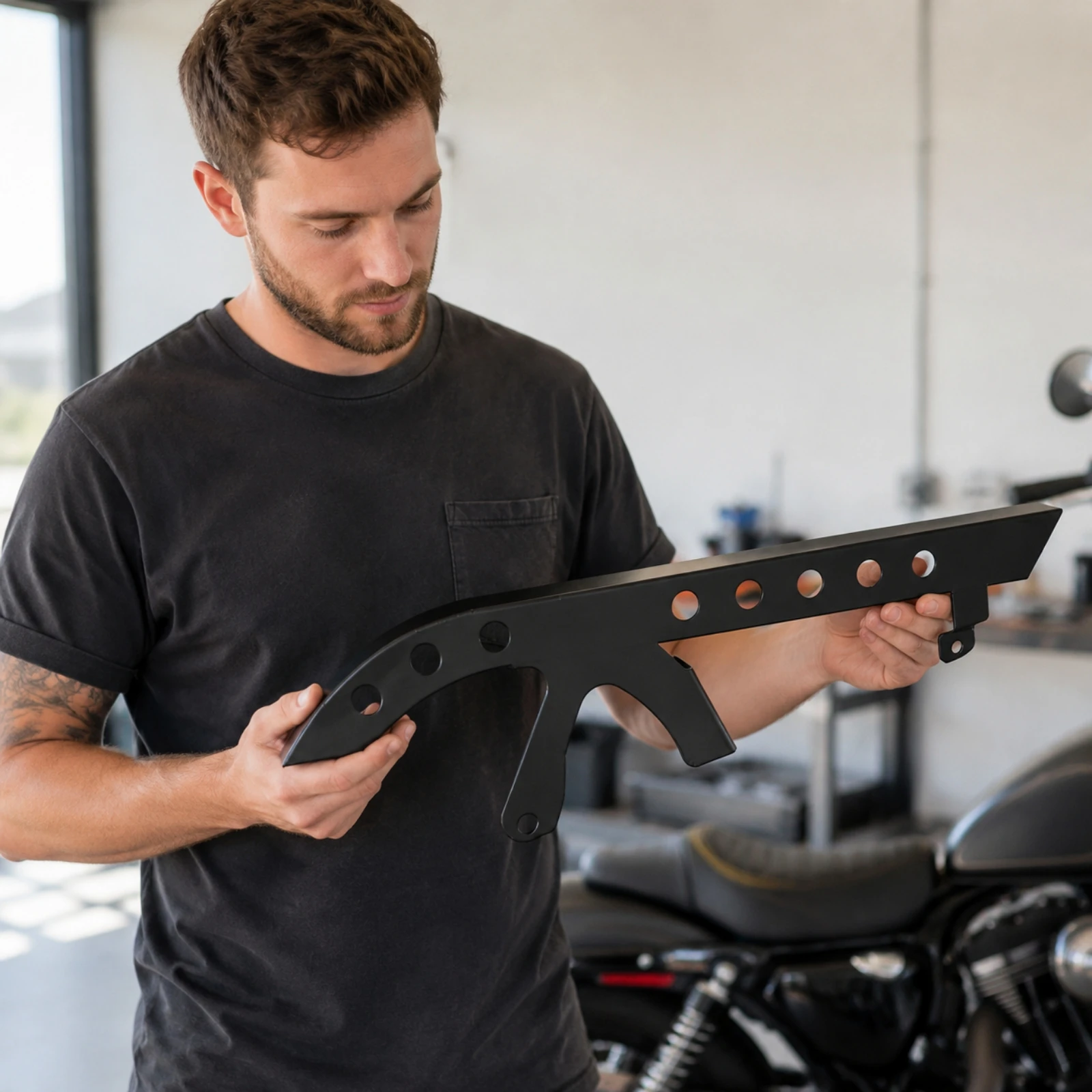Harleymotorcycle Belt Guard Glossy Dark Belt Guard with Mounting Tabs Pulley Cover with Circular Cutouts Long-Lasting Vented