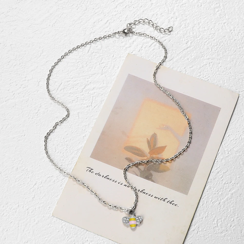 Cartoon Bee Pendant Necklace Smart Cute Small Animals Friends Gifts Gold Silver Colors Chain Necklace Men Women Fashion Jewelry view 5