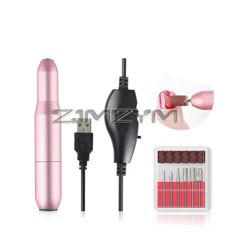 Electric Nail Drill Machine Set, USB, portátil Nail Drill Pen, Manicure Gel File, Nail Salon Tool, 20000 RPM