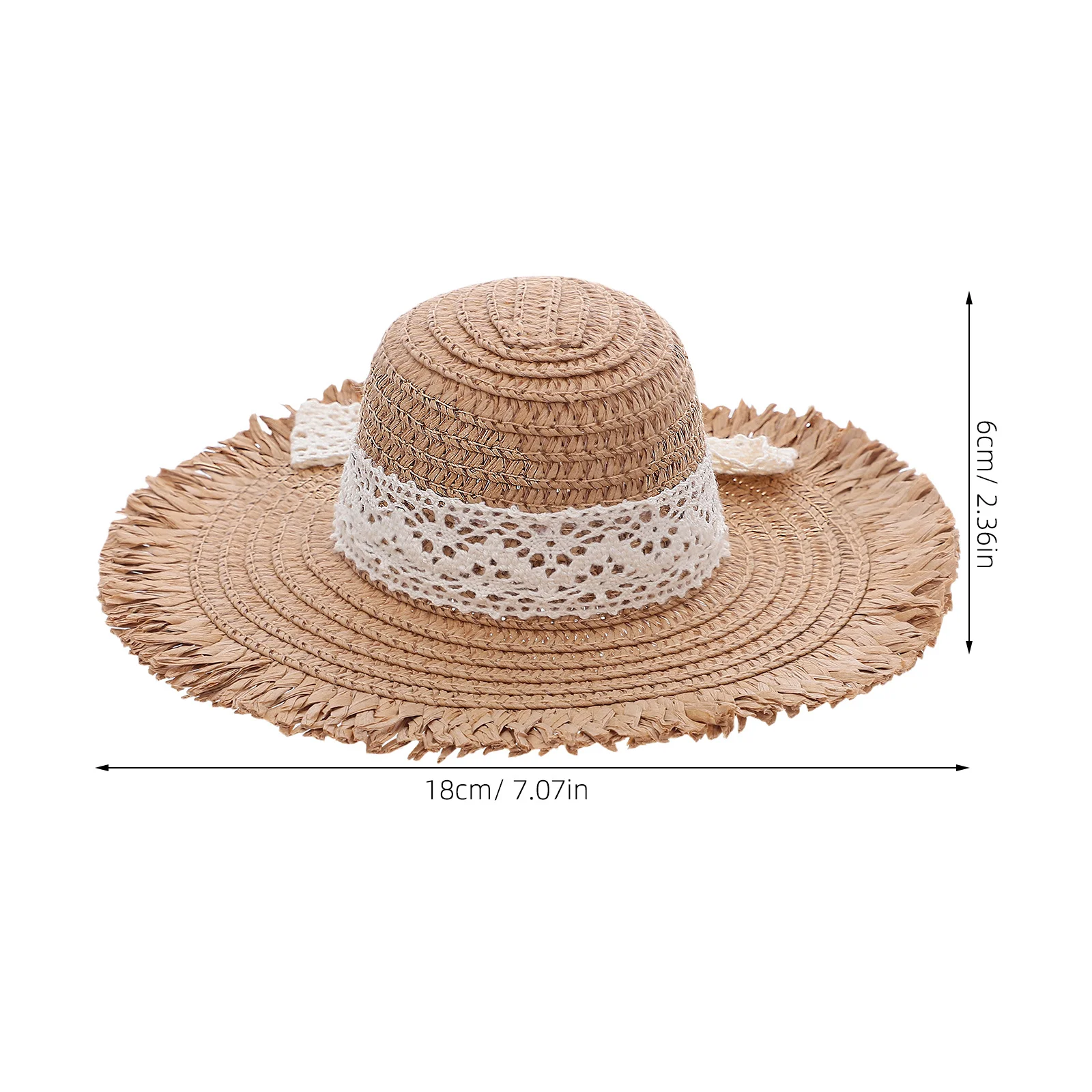 Mini cappelli di paglia Simpatico berretto con nastro in pizzo Decorazione Accessori artigianali Cappello di paglia piccolo in miniatura per feste in casa delle bambole