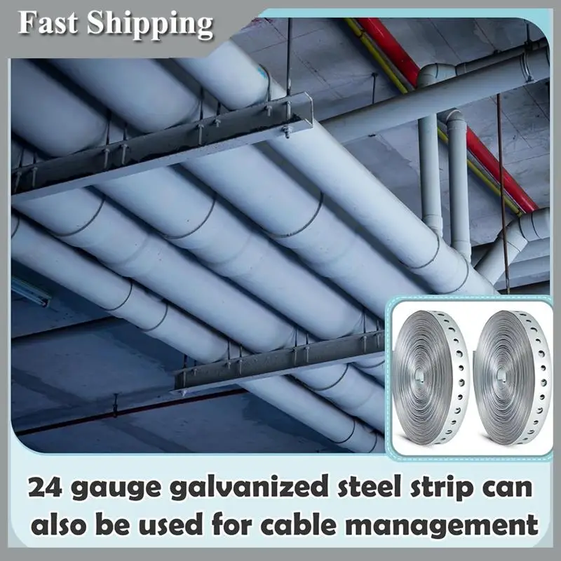 

A91P 2 Rolls Galvanized Metal Pipe Strap Strap Metal Strapping For Pipe Support Hanging