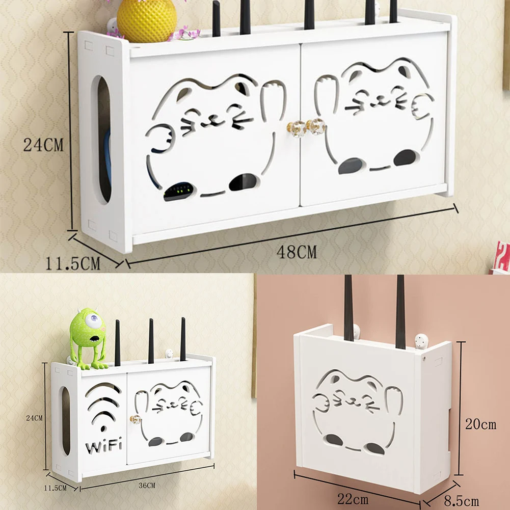 Wireless Router Rack No Punching Wall-Mounted WiFi Storage Box Shelf Living Room Wall Hanging Cable Bracket Home Decor Rack