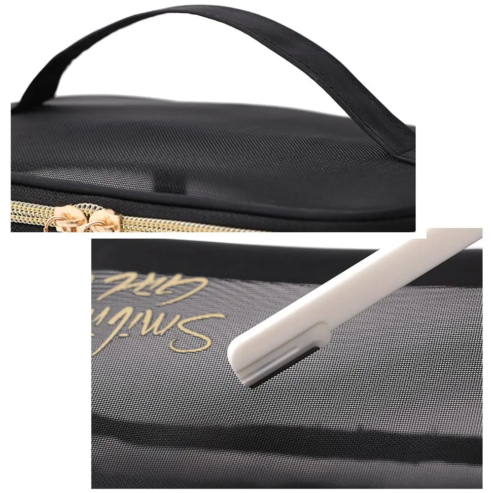 

1/5Pcs Black Transparent Large Capacity Toiletry Organizer Makeup Pouch Mesh Cosmetic Bag Travel Storage Case