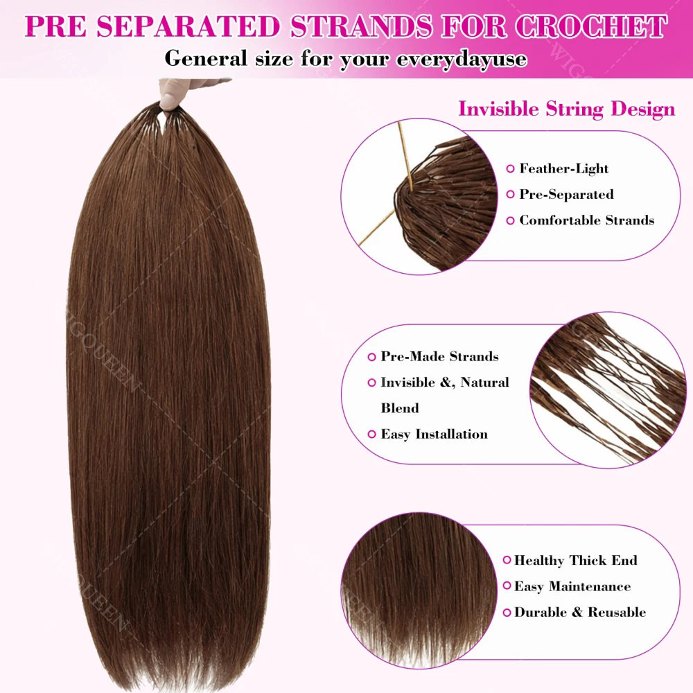 Silky Straight Miracle Knots Bone Straight Feather Crochet Human Hair #4 Chocolate Brown Crochet Bundles Human Hair Extensions
