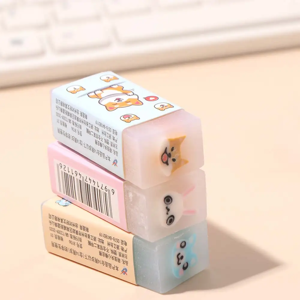 

10pcs Rubber Cute Animal Eraser Translucent Bunny Cartoon Pencil Eraser Dog Bear Long-lasting Pencil Wipe Eraser