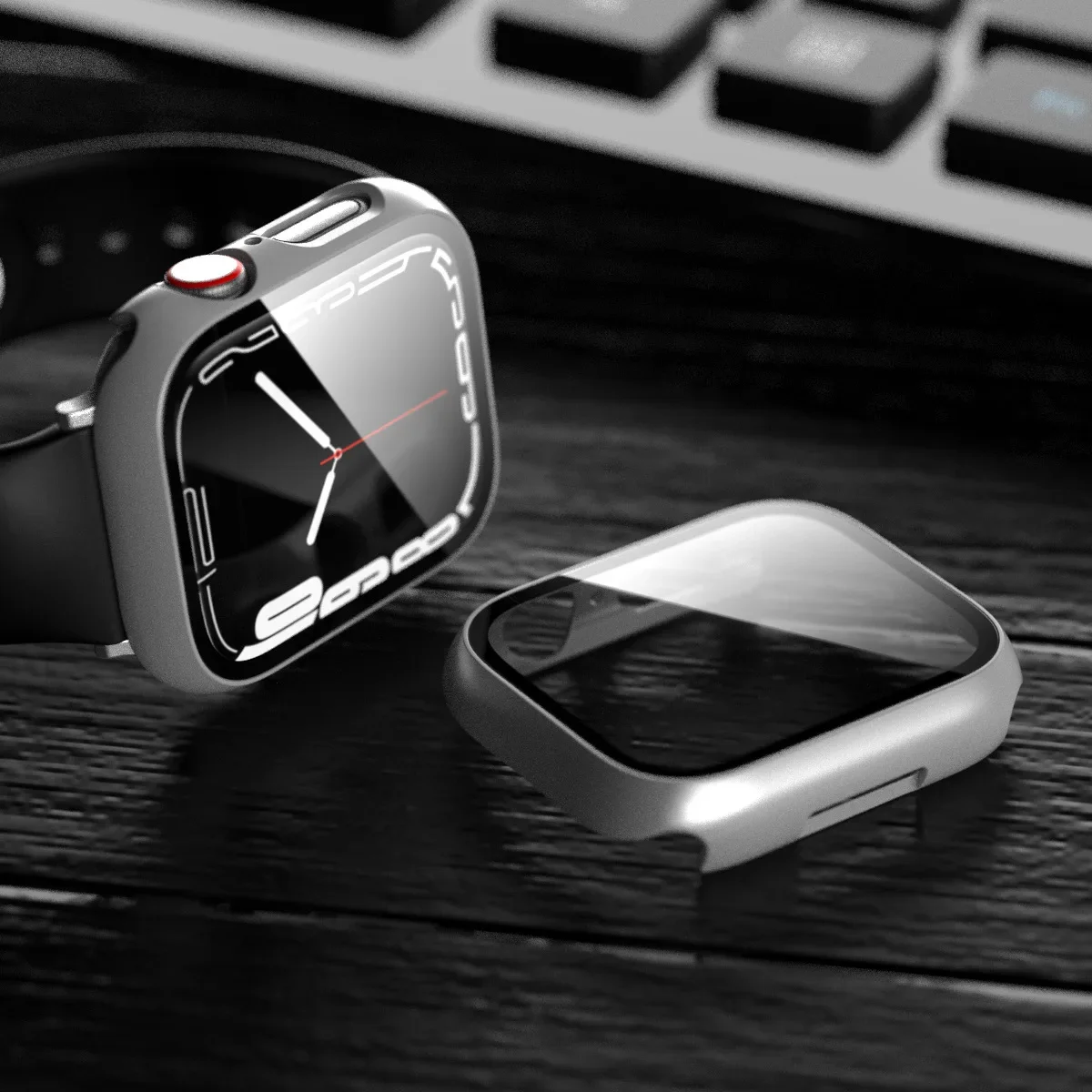 Apple Watch Series 10 PC Case e Vidro Temperado, Protetor de Tela, Amortecedor Smartwatch, Algodão De Limpeza, Cobertura Completa