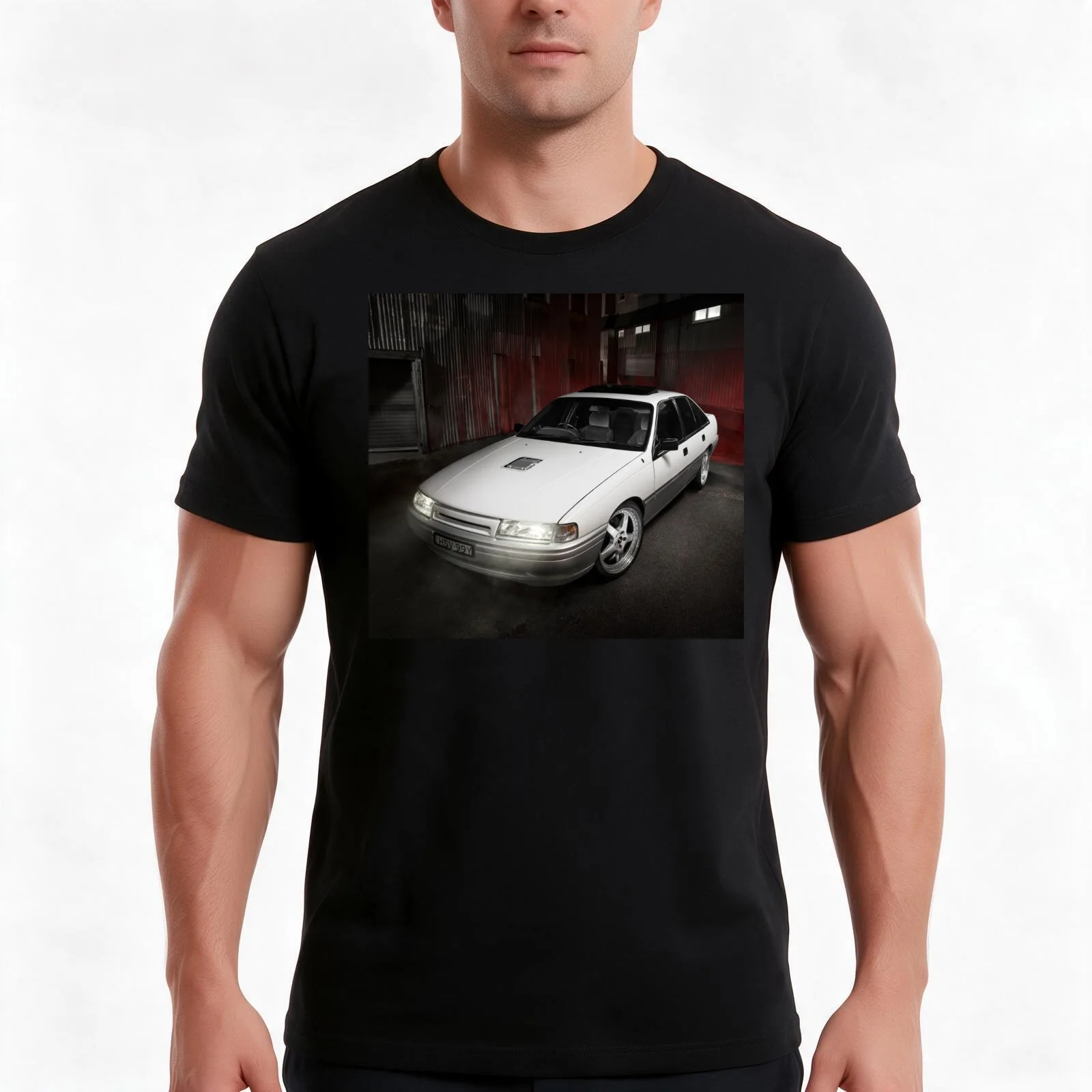 Shane Potts' Holden VN Calais T-Shirt, Summer Casual Cotton Tee, Oversized Streetwear Tops, Vintage Graphic Print, 100% Cotton