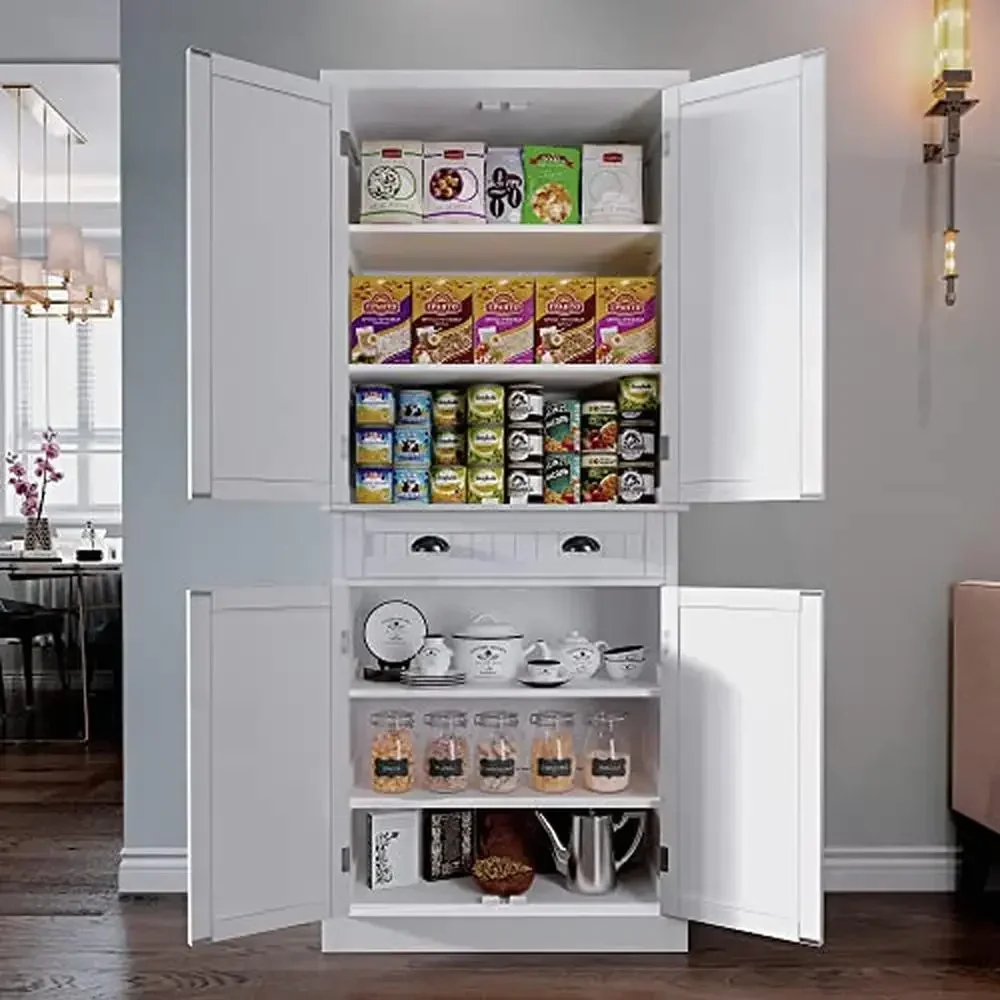 Adjustable Shelves Drawers Storage Cabinet Durable Waterproof White Pantry Hallway Bathroom Busy Living Stylish Pantry Cabinet