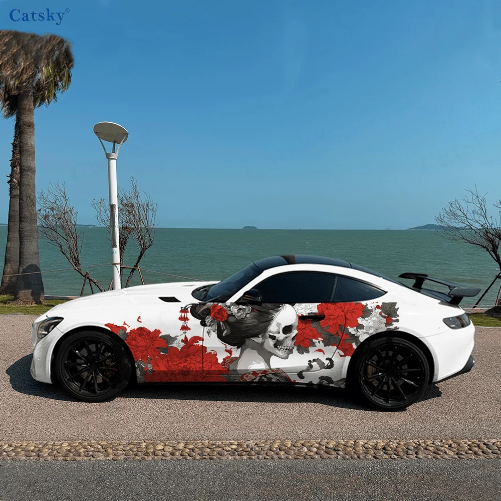 Japanese songstress creative pattern stickers for car body and door side fashion stickers, two pieces of decoration suitable for
