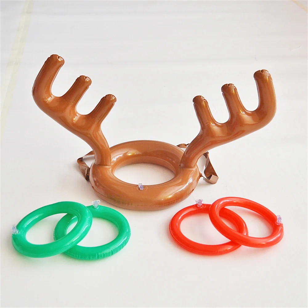 Inflatable Reindeer Antler Ring Toss Game Christmas Tree Santa Ring Toss for Christmas Party Games Adult Kids New Year Xmas Gift