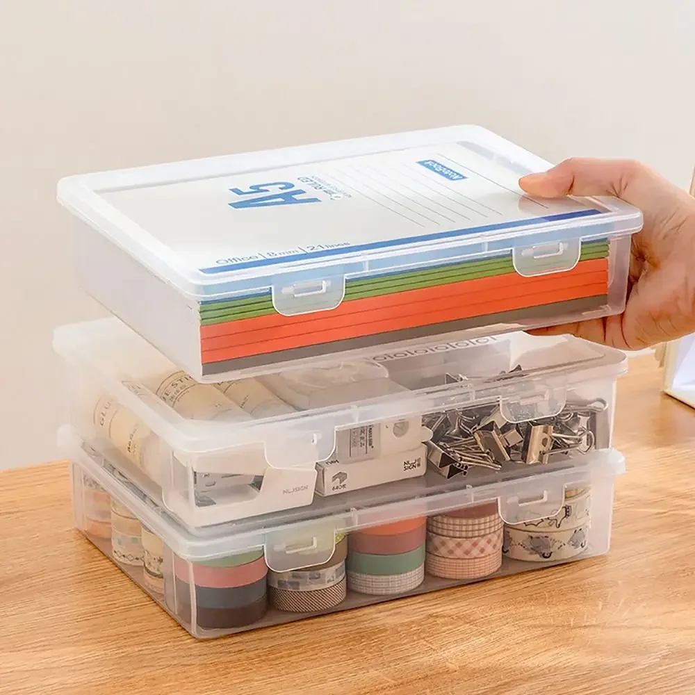 

Portable A4 A5 File Organizer Multifunctional Transparent Document Storage Container Dustproof File Box Home Office Supplies