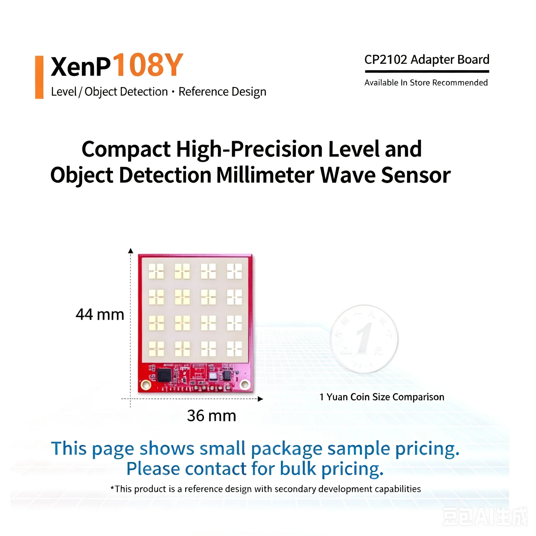 1pcs XenP108Y XiDian ultra-compact high-precision liquid/level detection 24G millimeter-wave radar sensor