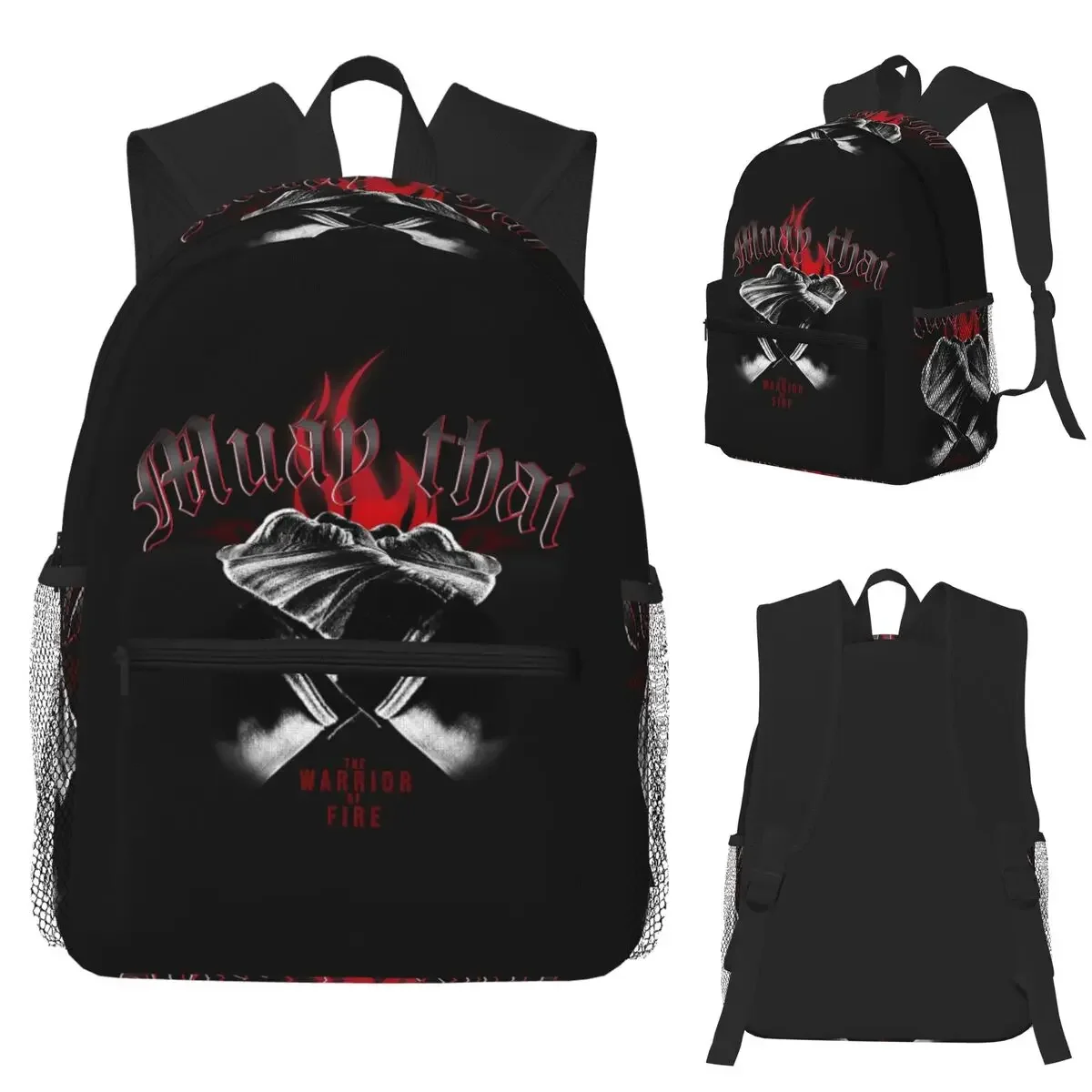 Muay Thai Gloves Thailand Boxing Fighter Student Backpack School Bag Hiking Travel Daypack for Men Women Bookbag Shoulder Bags
