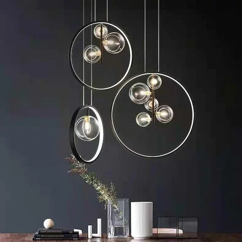 Modern Glass Circular Bubble Magic Bean Lamp Suitable for Decorative Lighting in Living Rooms Bars and Dining Rooms