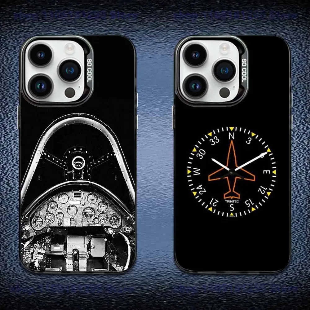 

Aviation Airplane Instrument Phone Case For iPhone 17,16,15,14,13,12,11,X,Mini,Pro,E,MAX Black Candy Matte Shockproof Cover